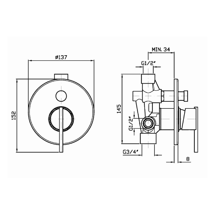 Zucchetti встроенный однорычажный смеситель для ванны, zxs, хром арт. zxs134 r99684