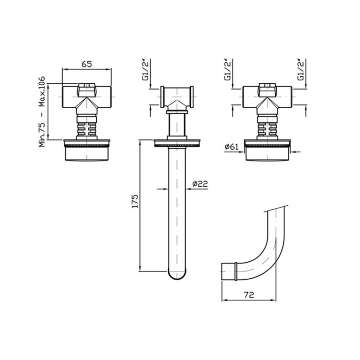 Zucchetti смеситель для раковины на 3 отверстия с декорированным фланцем, излив 175 мм, savoir, хром арт. zsa671.c- r99504
