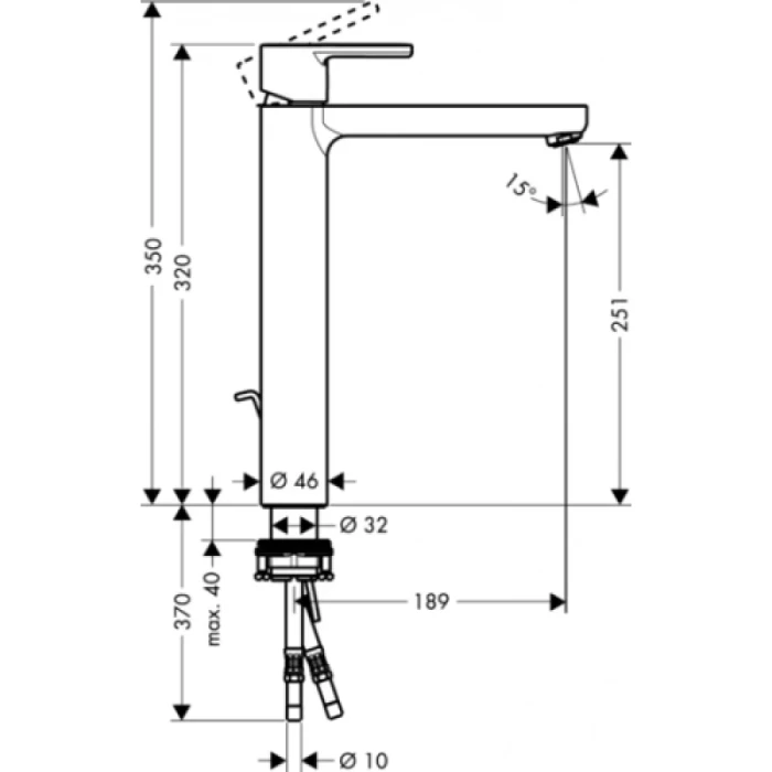 Hansgrohe смеситель для раковины 260 с донным клапаном, Metris S, хром арт. 31022000