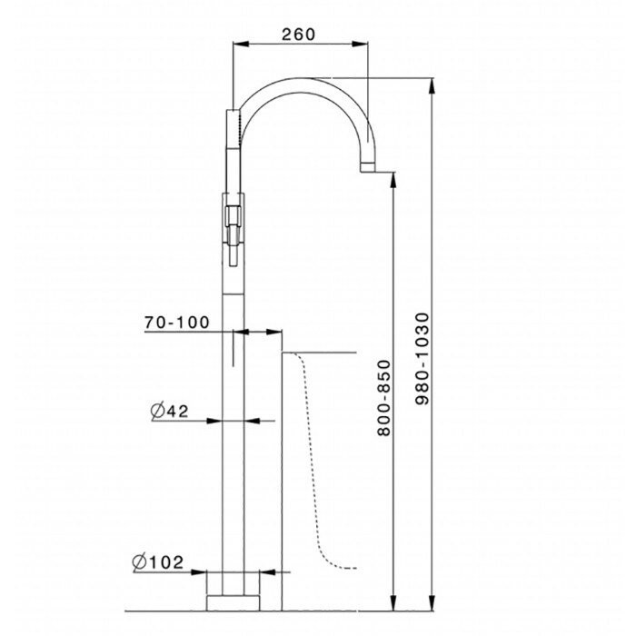 Cisal напольный смеситель для ванны с ручным душем со шлангом 150 см ln01420021 less new, цвет: хром