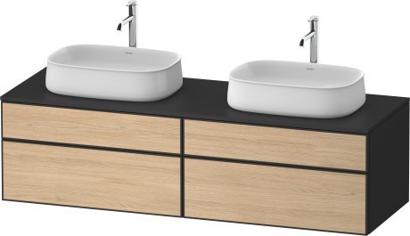 Duravit тумба подвесная под две раковины 550 мм х 1600 мм х 442 мм, zencha, ze4825b30800000 цвет: натуральный дуб/графит суперматовый