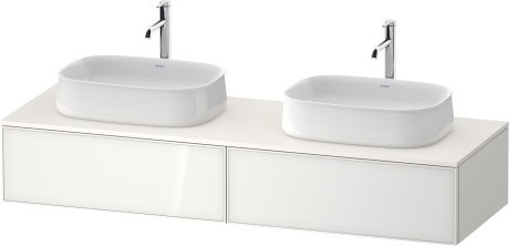 Duravit тумба подвесная под две раковины 550 мм х 1600 мм х 281 мм, zencha, ze4815b64840000 цвет: белое стекло/белый суперматовый