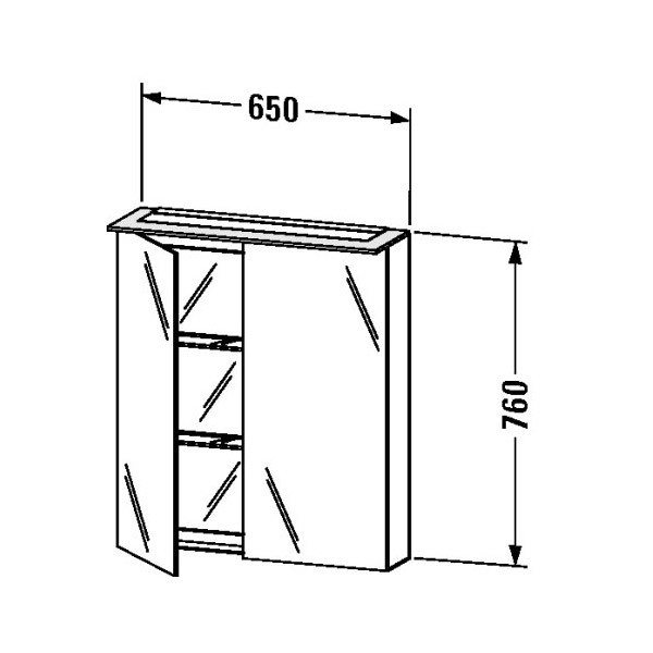 Duravit зеркальный шкаф, happy d.2, h2 7593 22 цвет: белый глянцевый