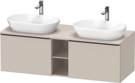 Duravit тумба подвесная под две раковины 1400 мм х 550 мм и открытой полкой, d-neo, de4950b9191 цвет: серо-коричневый матовый