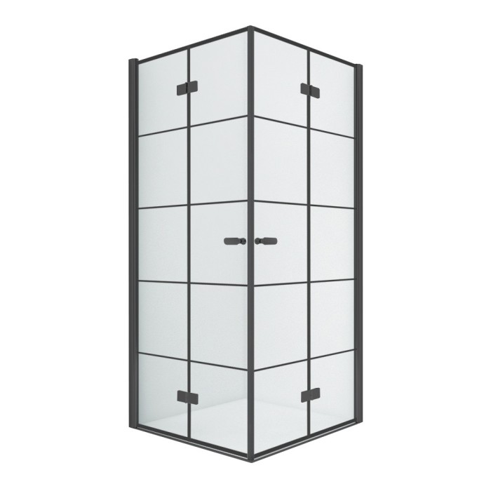 Душевое ограждение 80x80x195, New trendy New soleo black, черный арт. D-0287A/D-0288A