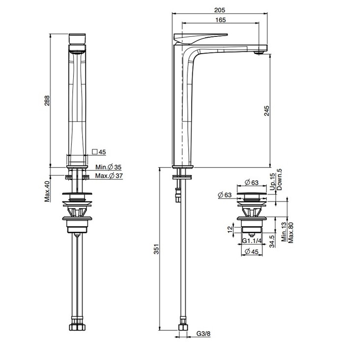 Fima Carlo Frattini высокий смеситель для раковины, zeta, хром арт. f3961/hncr