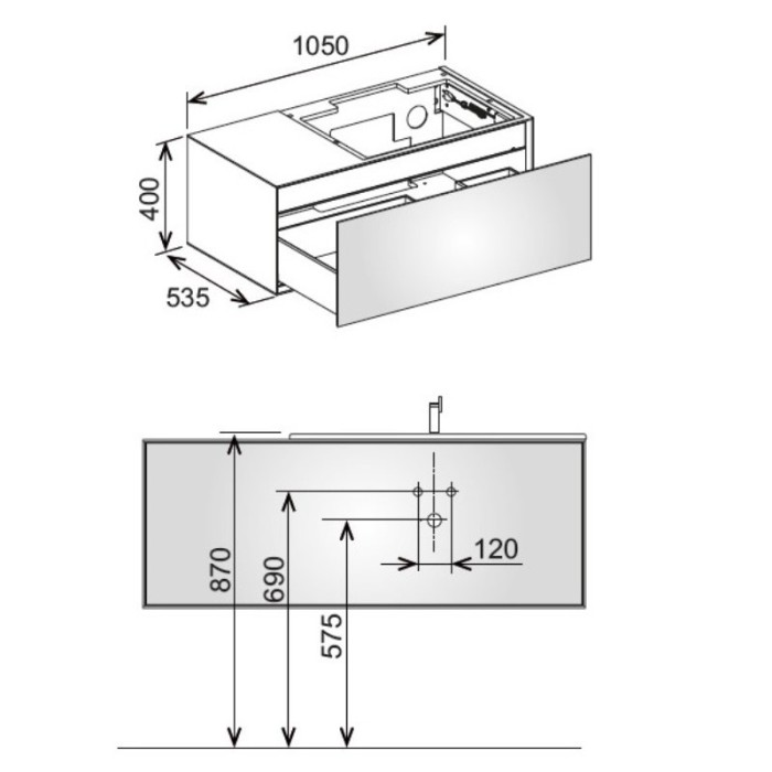Keuco тумба под умывальник, 1050x400x535 мм фасад венецианский дуб, edition lignatur, арт. 33341 750211