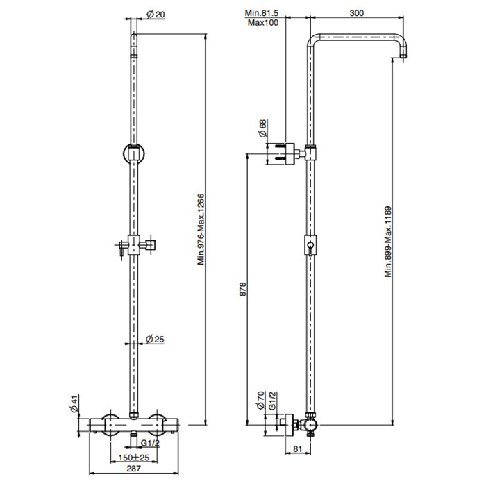 Fima Carlo Frattini душевая стойка: смеситель для душа, термостатический, внешнего монтажа, с душевой стойкой wellness, хром арт. f4285scr