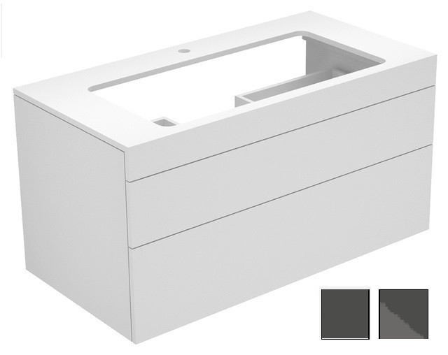 Keuco тумба подвесная под раковину с двумя выдвижными фронтами, с отверстием под смеситель, edition 400, антрацит арт. 31582 110100
