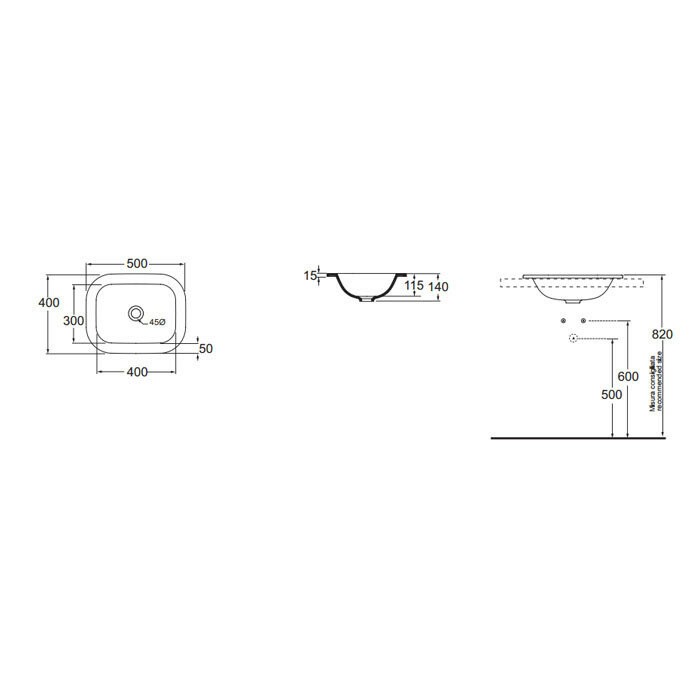 Azzurra Раковина 40x50 GLAZE, GLLI05040000BI (GLZ 50x40/IN bi*0) цвет: белый