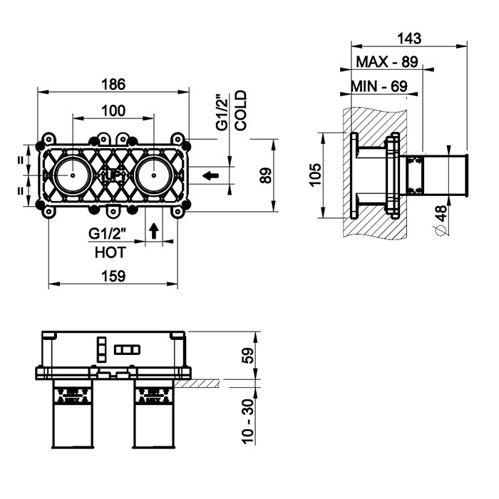 Gessi Встраиваемая часть для смесителя с изливом, Emporio Via tortona, 38498#031 цвет:
