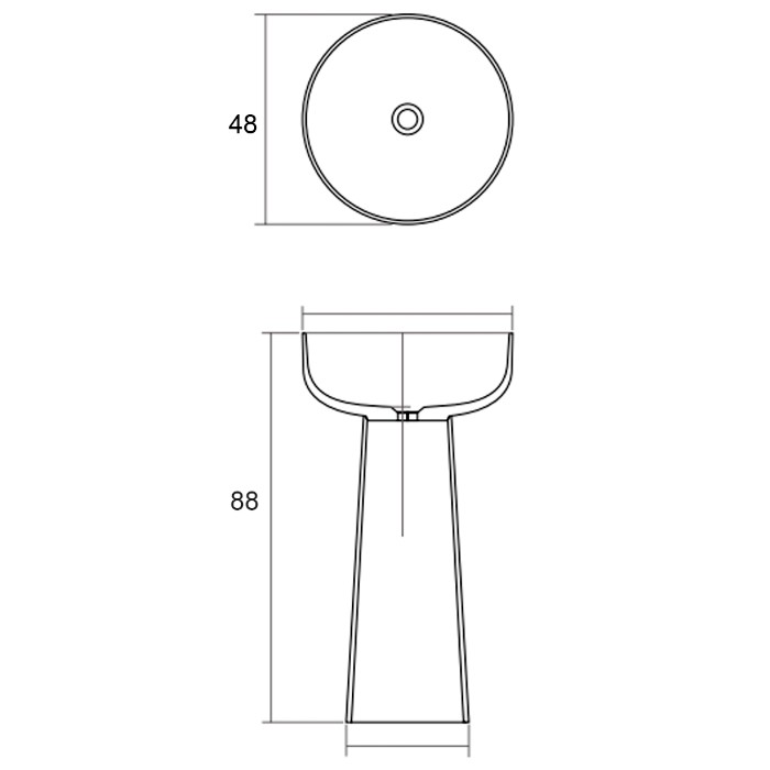 Раковина напольная d480хh880 мм, DEA Design Pedestal Basin, коричневый/пьедестал белый арт. DD2027 480 R9 18