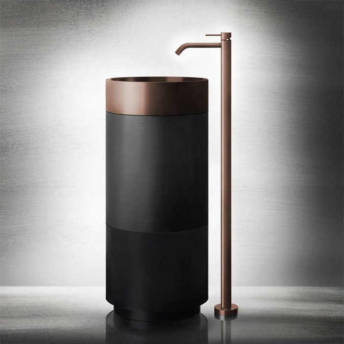 Gessi Раковина 40x90 см, без отв., напольная, отдельностоящая, с сифоном, слив в пол, 316, 54603#850 54601#708 цвет: copper brushed pvd