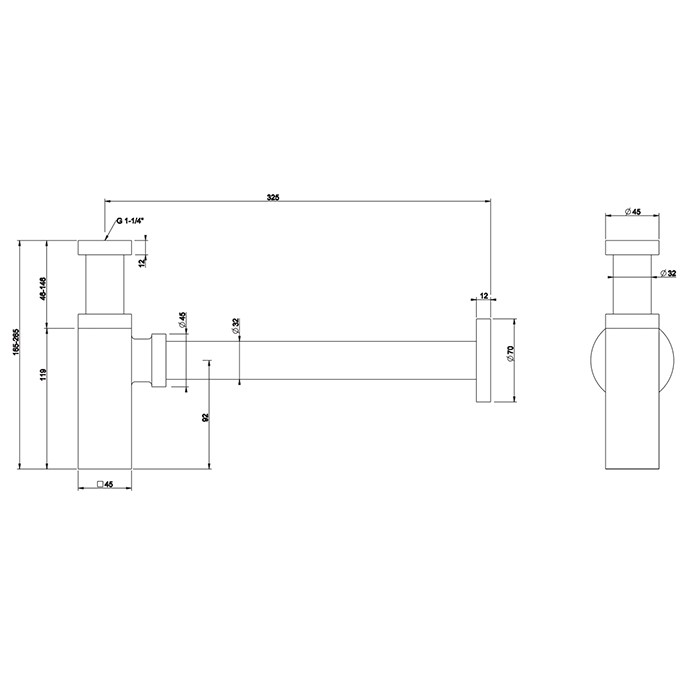 Gessi Сифон для раковины, квадратный, под донный клапан Eleganza, черный - 01410#299