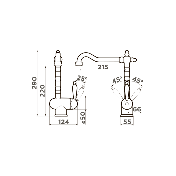 Omoikiri смеситель для кухни Kyoto-SI латунь/античное серебро арт. 4994297