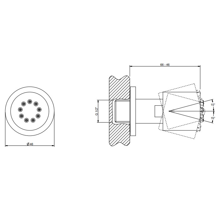 Gessi Форсунка боковая, поворотная, Body Jets, 13375#707 цвет: black metal brushed pvd