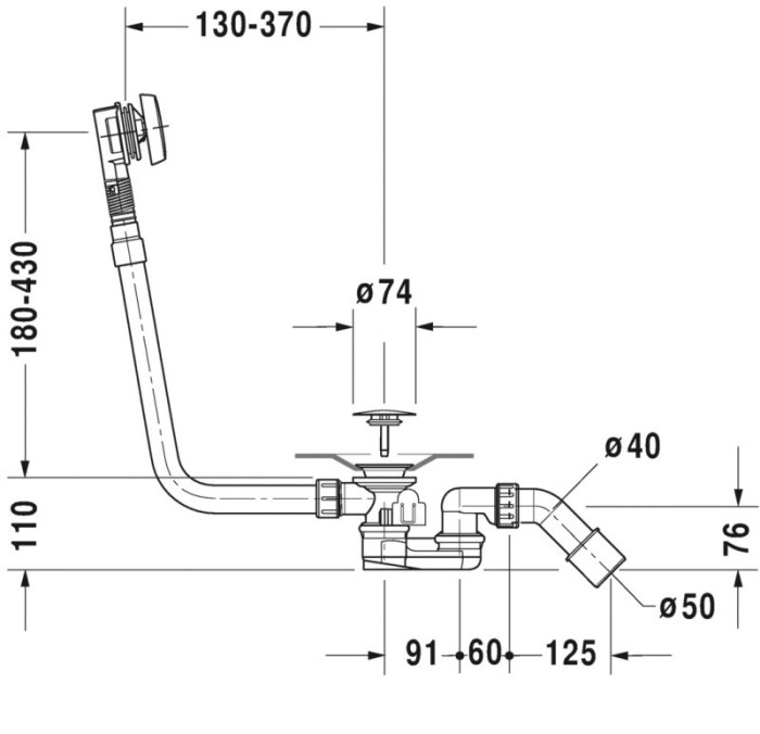 Duravit комплект слива-перелива квадратно-овальный, paiova, 791245000001000 цвет: белый/хром