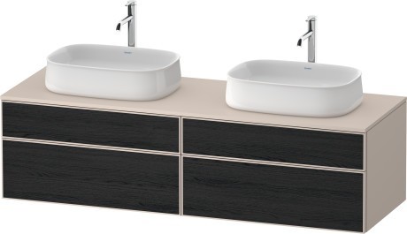 Duravit тумба подвесная под две раковины 550 мм х 1600 мм х 442 мм, zencha, ze4825b16830000 цвет: чёрный дуб/серо-коричневый суперматовый