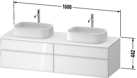 Duravit тумба подвесная под две раковины 550 мм х 1600 мм х 442 мм, zencha, ze4825b16830000 цвет: чёрный дуб/серо-коричневый суперматовый