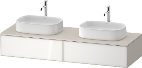 Duravit тумба подвесная под две раковины 550 мм х 1600 мм х 281 мм, zencha, ze4815b64830000 цвет: белое стекло/cеро-коричневый суперматовый