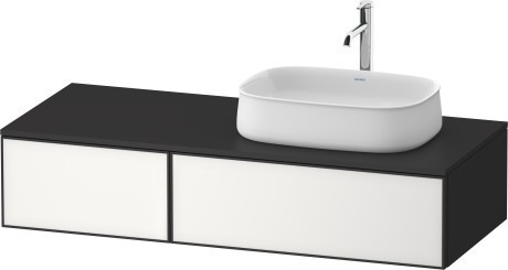 Duravit тумба подвесная с вырезом под раковину справа 550 мм х 1300 мм х 281 мм, zencha, ze4817064800000 цвет: белое стекло/графит суперматовый