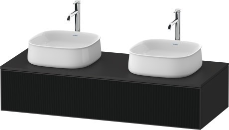 Duravit тумба подвесная под две раковины 550 мм х 1300 мм х 281 мм, zencha, ze4813b63800000 цвет: чёрное стекло/графит суперматовый