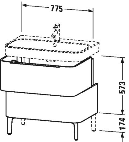 Duravit тумба напольная под раковину, happy d.2, h2637302222 цвет: белый глянцевый