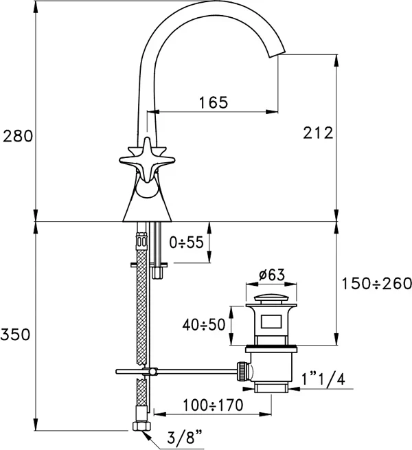 Stella смеситель для раковины, 130, розовое золото арт. ct00004au02