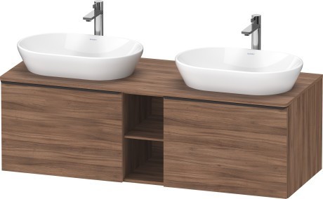 Duravit тумба подвесная под две раковины 1400 мм х 550 мм и открытой полкой, d-neo, de4950b7979 цвет: орех натуральный