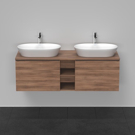 Duravit тумба подвесная под две раковины 1400 мм х 550 мм и открытой полкой, d-neo, de4950b7979 цвет: орех натуральный
