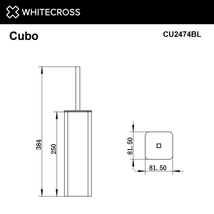 Ершик для унитаза, напольный, Whitecross Cubo black, черный мат арт. CU2474BL