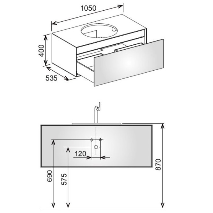 Keuco тумба под умывальник, 1050x400x535 мм фасад венецианский дуб, edition lignatur, арт. 33371 750021