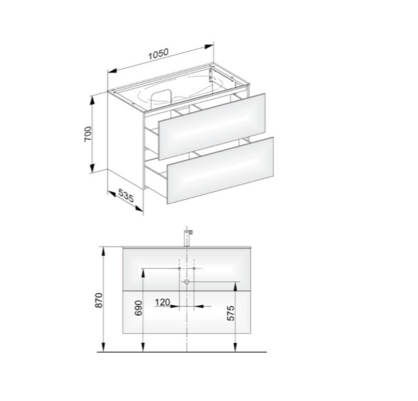 Keuco тумба подвесная под раковину с двумя выдвижными фронтами, edition 11, черный арт. 31352 570000