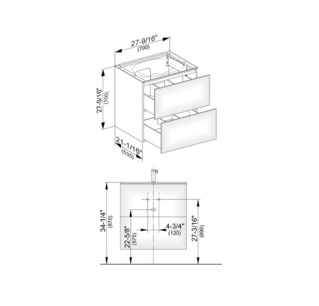 Keuco тумба подвесная под раковину с двумя выдвижными фронтами, edition 11, трюфель арт. 31342 370000