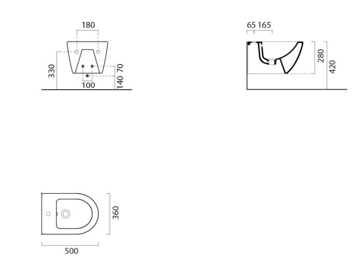 GSI Биде подвисное 36х50 см, с переливом, ghiaccio matte, Color-elements - 8864115