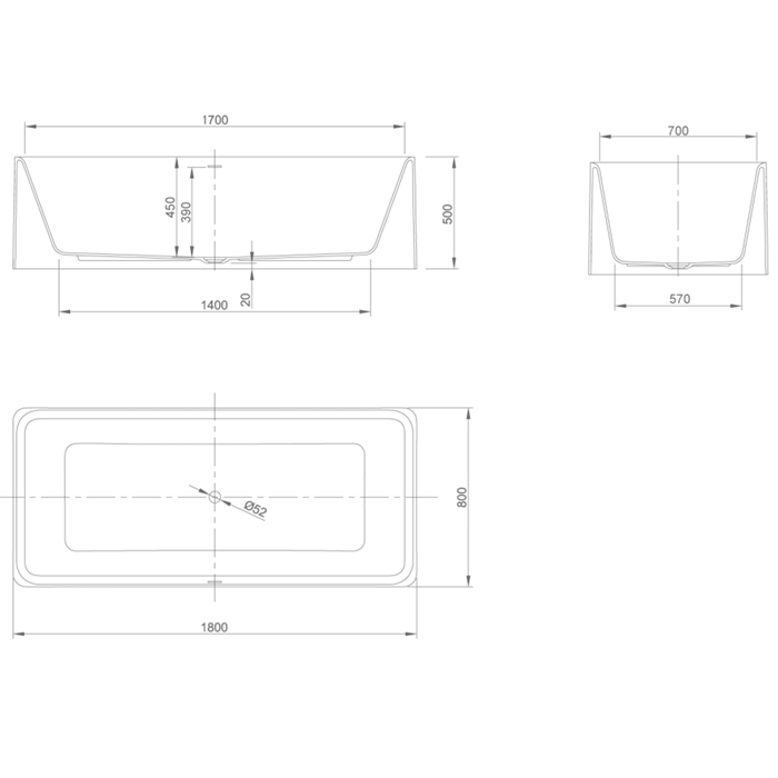 Knief ванна 180х80х50см., со сливом, с LED подсветкой, Shine, 0600-041-01 bi matt цвет: белый