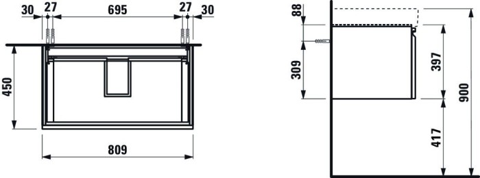 LAUFEN тумба под раковину 81396.5, PRO S - 4.8350.2.096.480.1