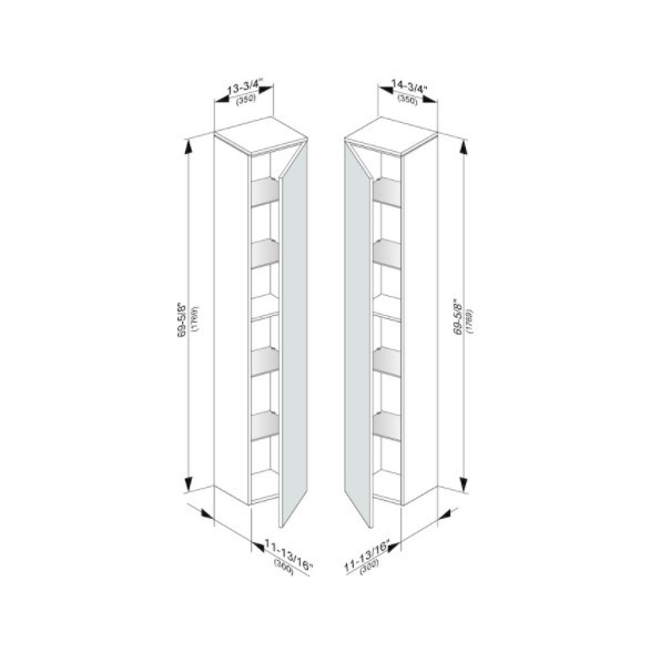 Keuco шкаф - пенал высокий подвесной петли справа, 4 стеклянные полки, edition 400, антрацит арт. 31730 390002