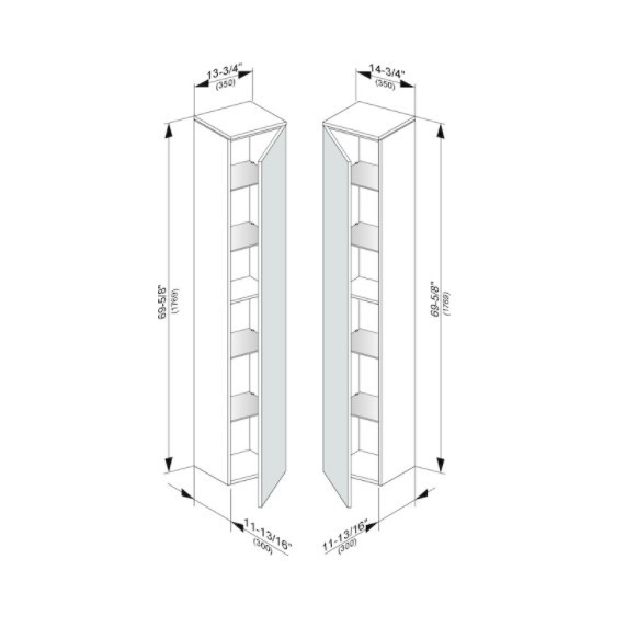 Keuco шкаф - пенал высокий подвесной петли справа, 4 стеклянные полки, edition 400, антрацит арт. 31730 390002