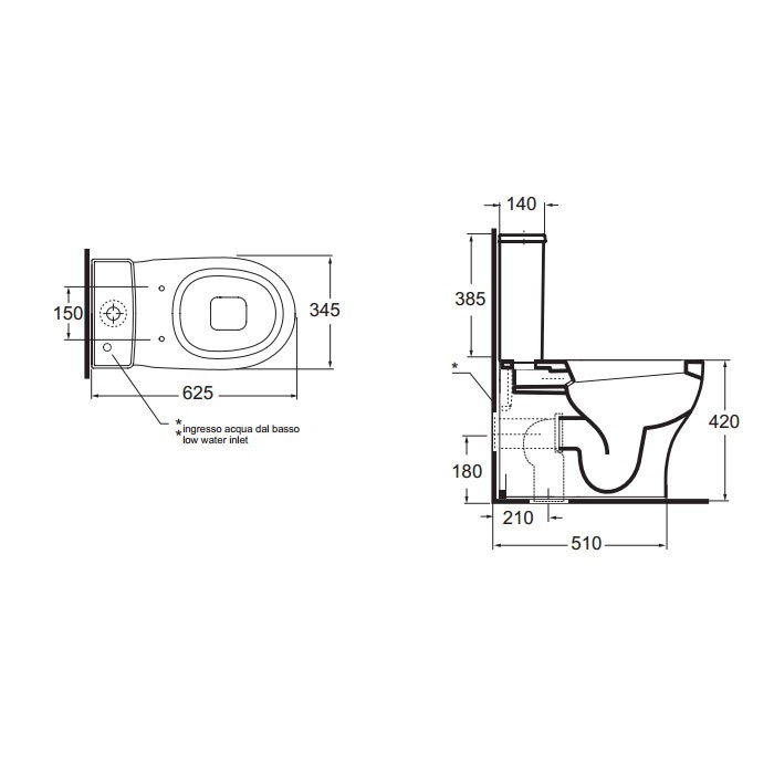Azzurra унитаз моноблок 62,5x34,5xh80,5 см с бачком и сиденьем, Azzurra, PAVCMP000000BI/(PRA 100/MBP bi) PACSMB000000BI/(PRA 400/MBL bi) цвет: белый
