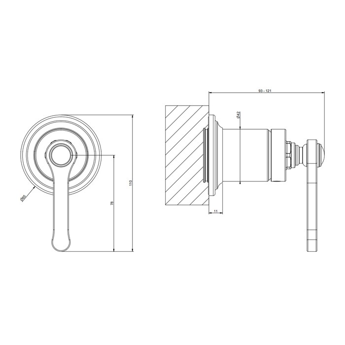 Gessi Смеситель встраиваемый, однорычажный, внешняя часть, Venti20, 65131#299 цвет: черный матовый