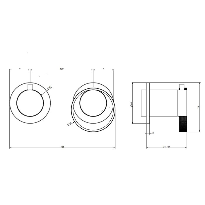 Gessi Смеситель для душа, встраиваемый, с переключателем на 2 потока, внешняя часть, Anello, 63380#149 цвет: finox brushed nickel