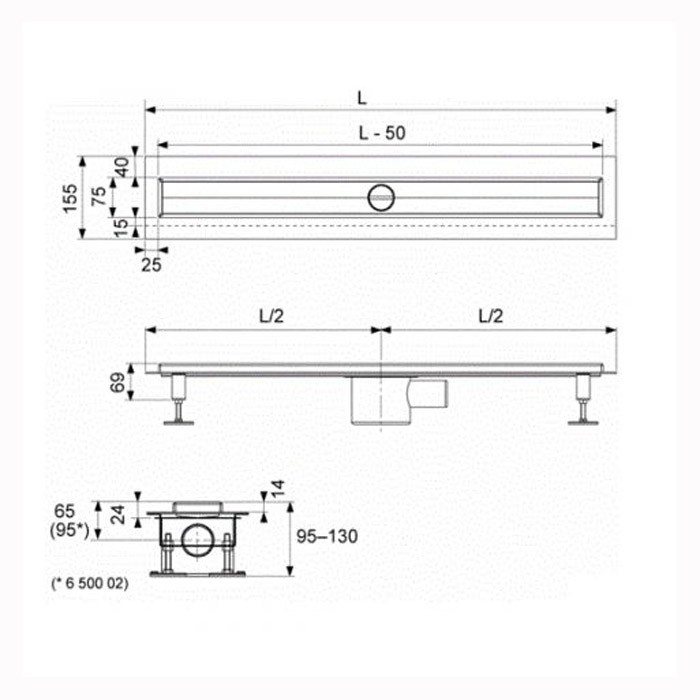 TECE комплект для установки душевого трапа 700 мм из нержавеющей стали, с лотком под плитку, drainline - 600700 600770 650004 660003 660005 660015