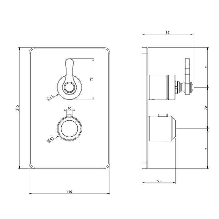 Gessi Смеситель встраиваемый, термостатический, с запорным вентилем, внешняя часть, Venti20, 65133#710 цвет: brass pvd