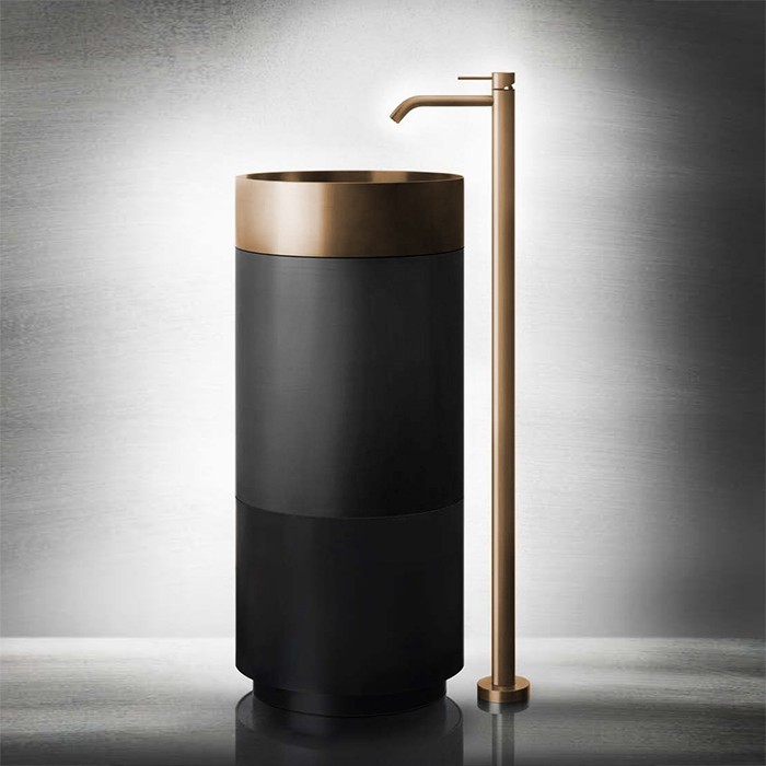 Gessi Раковина 40x90 см, без отв., напольная, отдельностоящая, с сифоном, слив в пол, 316, 54603#850 54601#726 цвет: warm bronze brushed pvd