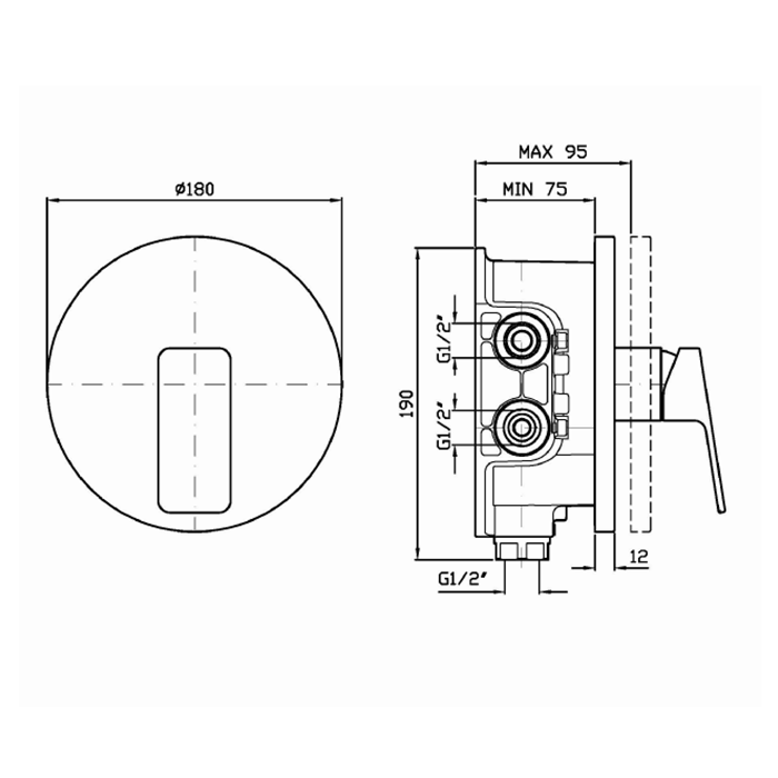 Zucchetti встроенный однорычажный смеситель душа для системы zeta, jingle, хром арт. zin090 r97800