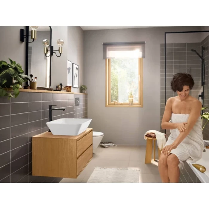 Hansgrohe смеситель для раковины с донным клапаном coolstart, Rebris E, черный арт. 72581670