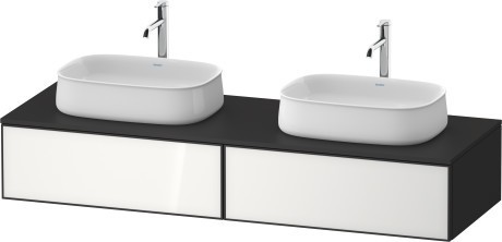 Duravit тумба подвесная под две раковины 550 мм х 1600 мм х 281 мм, zencha, ze4815b64800000 цвет: белое стекло/графит суперматовый