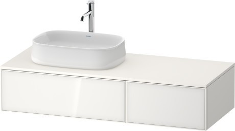Duravit тумба подвесная с вырезом под раковину слева 550 мм х 1300 мм х 281 мм, zencha, ze4816064840000 цвет: белое стекло/белый суперматовый