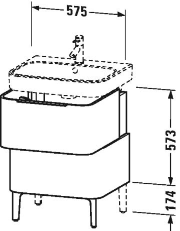 Duravit тумба напольная под раковину, happy d.2, h2637102222 цвет: белый глянцевый